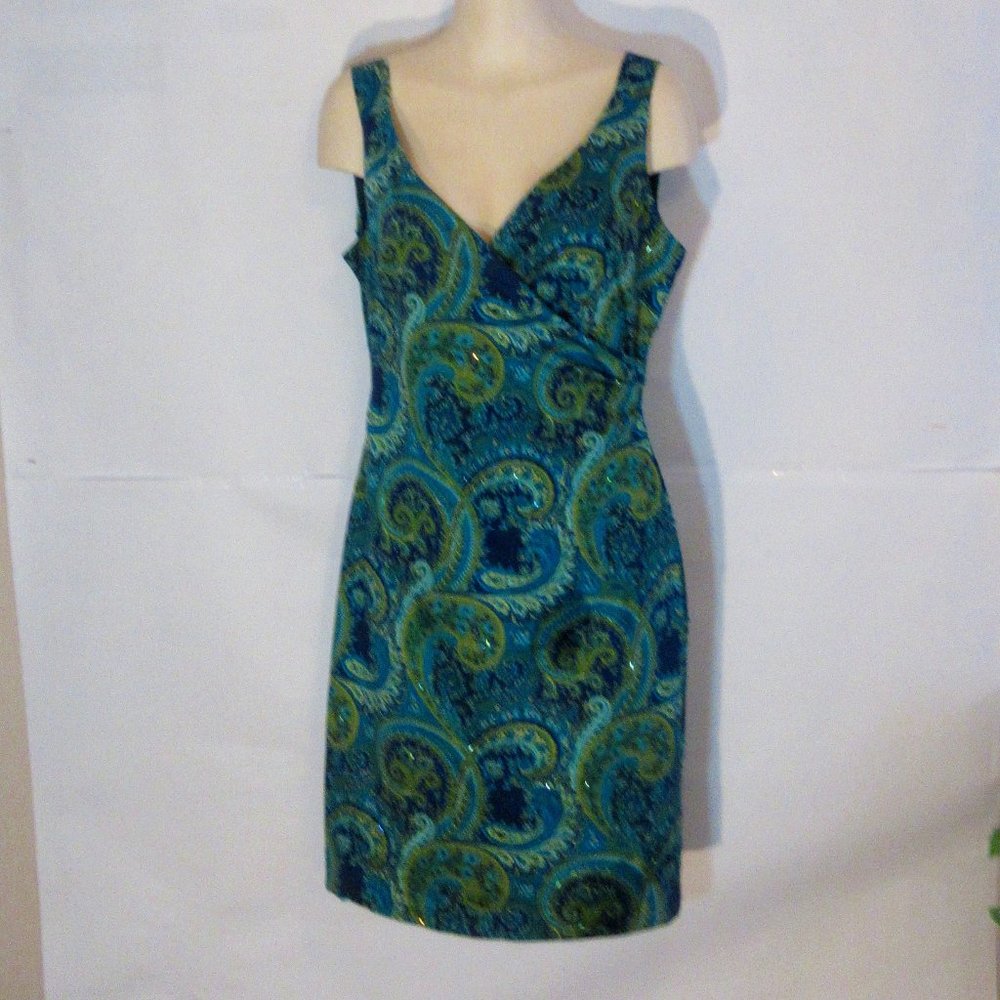 Muse Floral Emerald Midi Lined with beading  Dress Size 12